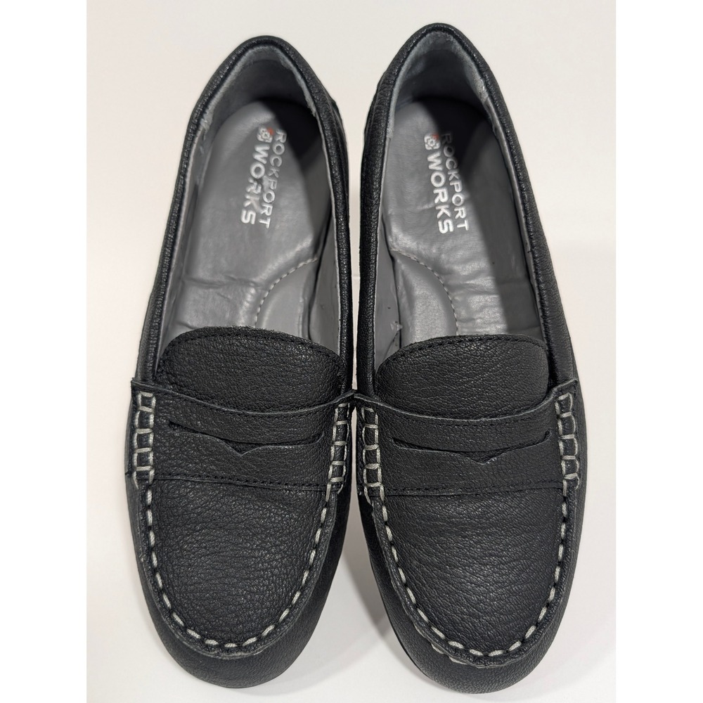 Rockport Works RK600 Penny Loafer 6.5M Black Leather Slip Resistant Safety Shoe